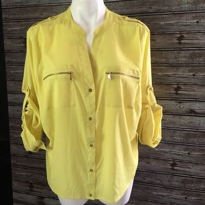 A4-Calvin Klein yellow blouse with golden